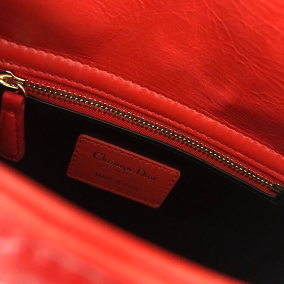 LADY DIOR- mini patent coral w/ beaded embroidery! - Picture 7 of 8